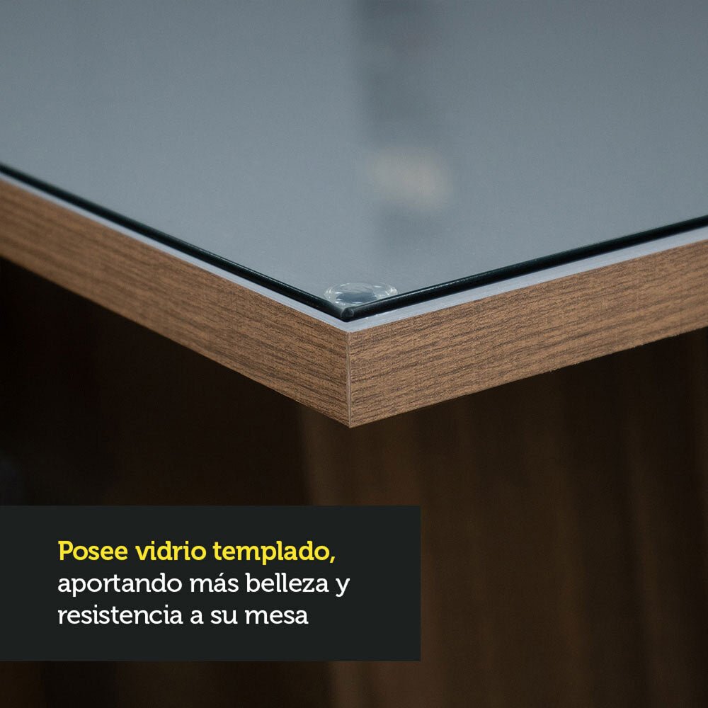 Combo Comedor y Sillas Marilia Marron con Gris y Plata 160x80cm Cuadrado de Cuatro Puestos con Cuatro Sillas - COMEDORES | Bylmo