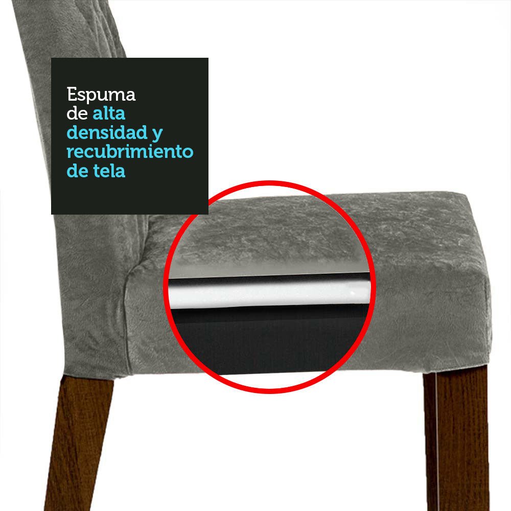 Combo Comedor y Sillas Marilia Marron con Gris y Plata 160x80cm Cuadrado de Cuatro Puestos con Cuatro Sillas - COMEDORES | Bylmo