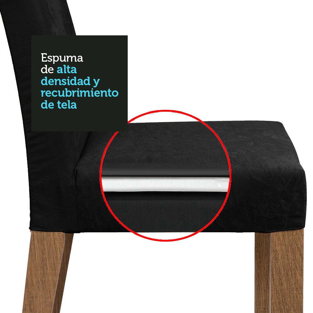 Combo Comedor y Sillas Marilia Marron y Negro Oxford 160x80cm Cuadrado de Cuatro Puestos con Cuatro Sillas - COMEDORES | Bylmo