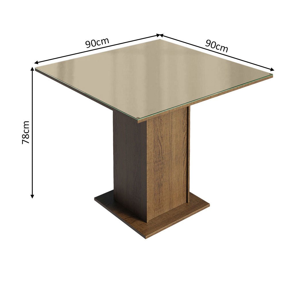 Combo Comedor y Sillas Moscou Marron con Crema y Beige 90x78cm Cuadrado de Cuatro Puestos con Cuatro Sillas - COMEDORES | Bylmo