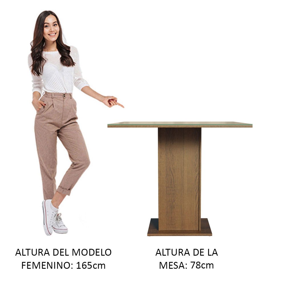 Combo Comedor y Sillas Moscou Marron con Crema y Beige 90x78cm Cuadrado de Cuatro Puestos con Cuatro Sillas - COMEDORES | Bylmo