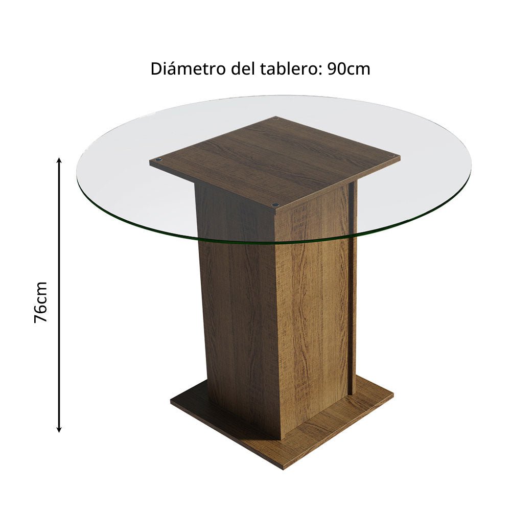 Combo Comedor y Sillas Nanda Marron con Crema y Beige 90x76cm Cuadrado de Cuatro Puestos con Cuatro Sillas - COMEDORES | Bylmo