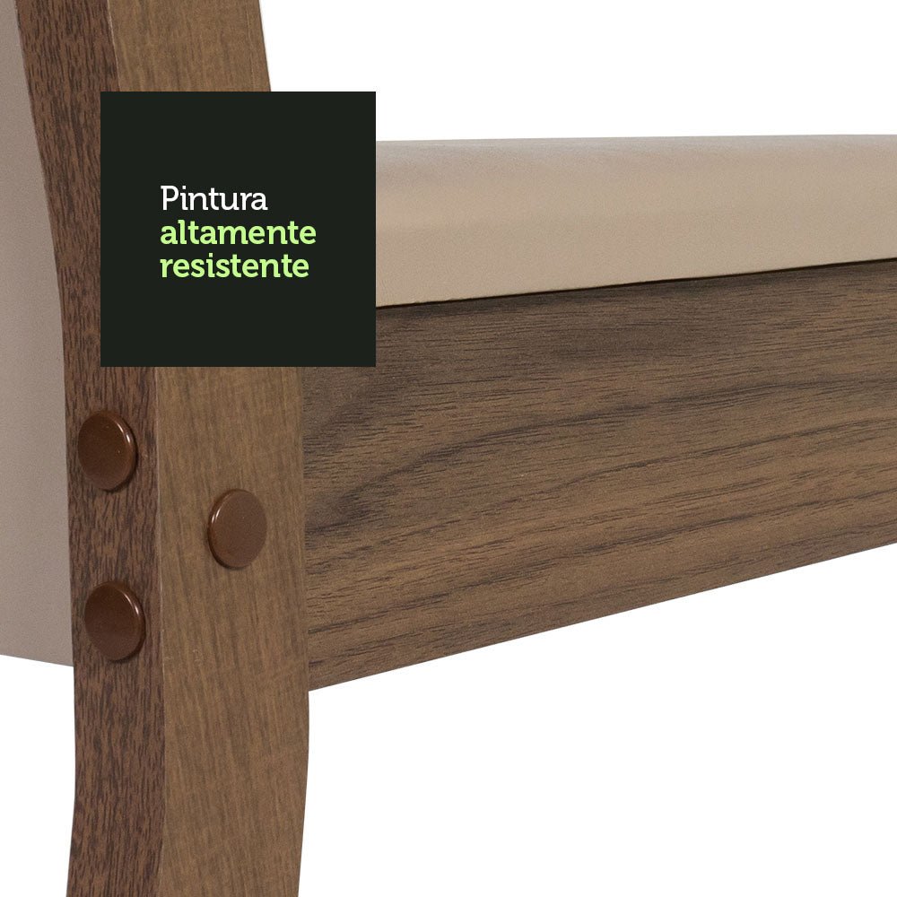 Combo Comedor y Sillas Nanda Marron con Crema y Beige 90x76cm Cuadrado de Cuatro Puestos con Cuatro Sillas - COMEDORES | Bylmo