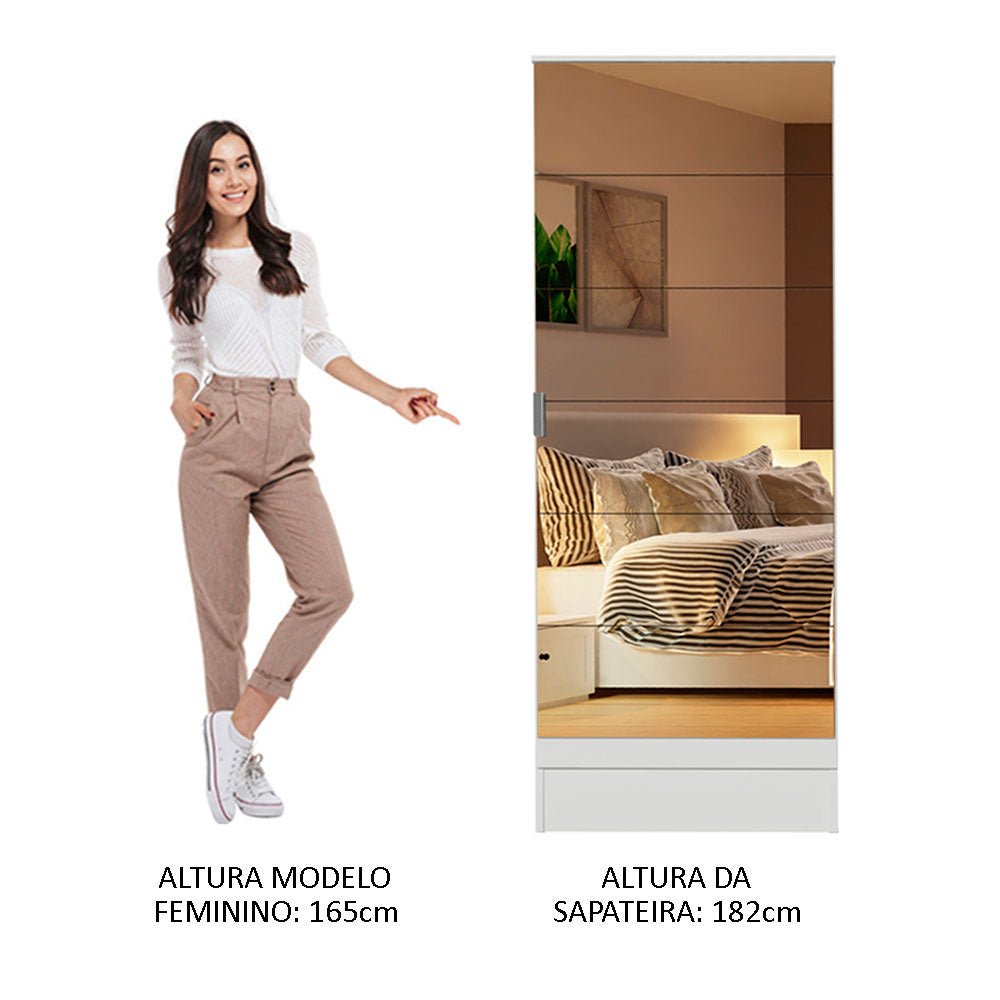 Zapatero Isis Blanco 186.5x12.3cm Con Espejo - ZAPATEROS | Bylmo