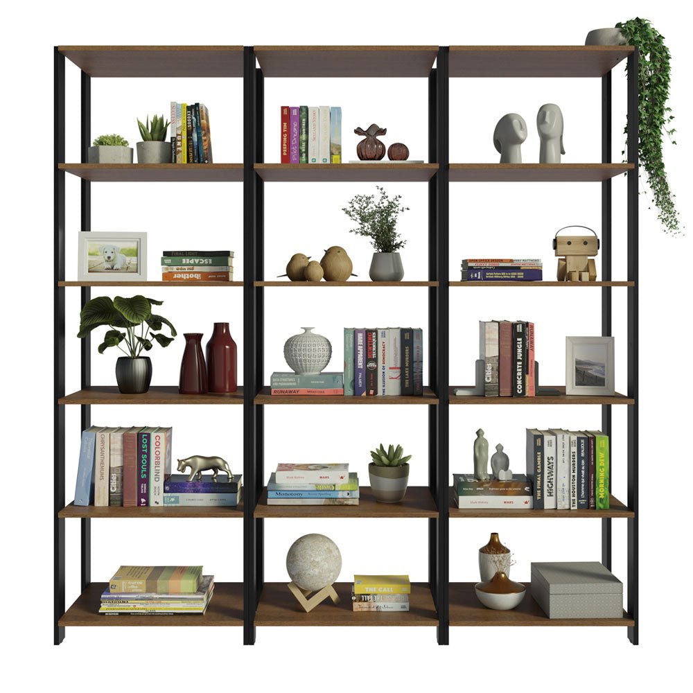 Estantería Rectangular Marron y Negro 185.8x52.5cm Transformable - BIBLIOTECAS Y ESTANTERIAS | Bylmo