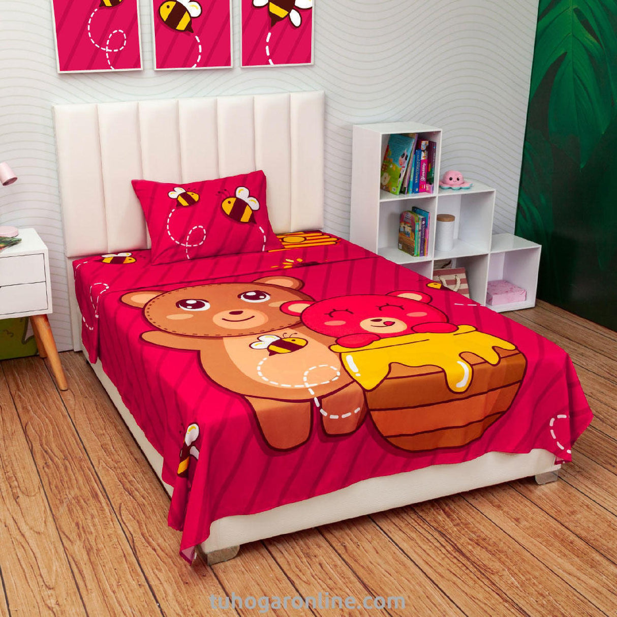 Sábana Infantil Zoo Osos Fucsia Para Cama Sencilla 100 X 190 Cm - SABANAS | Bylmo