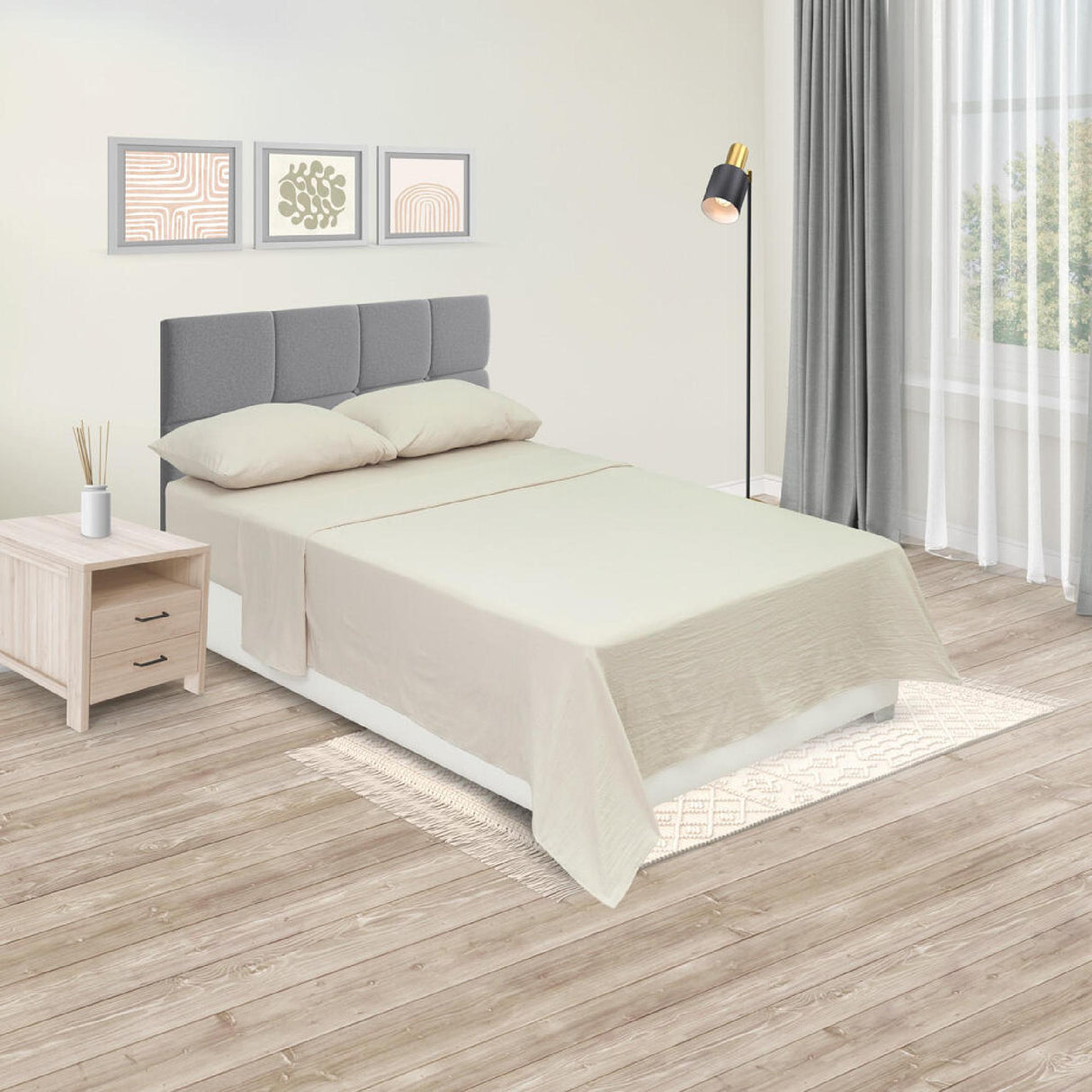 Juego de Sábanas Cotton Sense Fondo Entero Marron Claro Para Cama Semidoble 120 X 190 Cm - SABANAS | Bylmo
