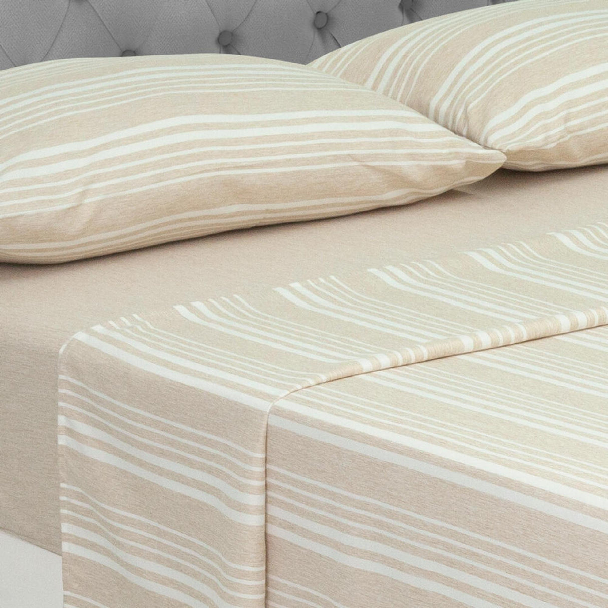 Juego de Sábanas Equilibrio Fondo Entero Beige Para Cama Doble 140 X 190 Cm - SABANAS | Bylmo