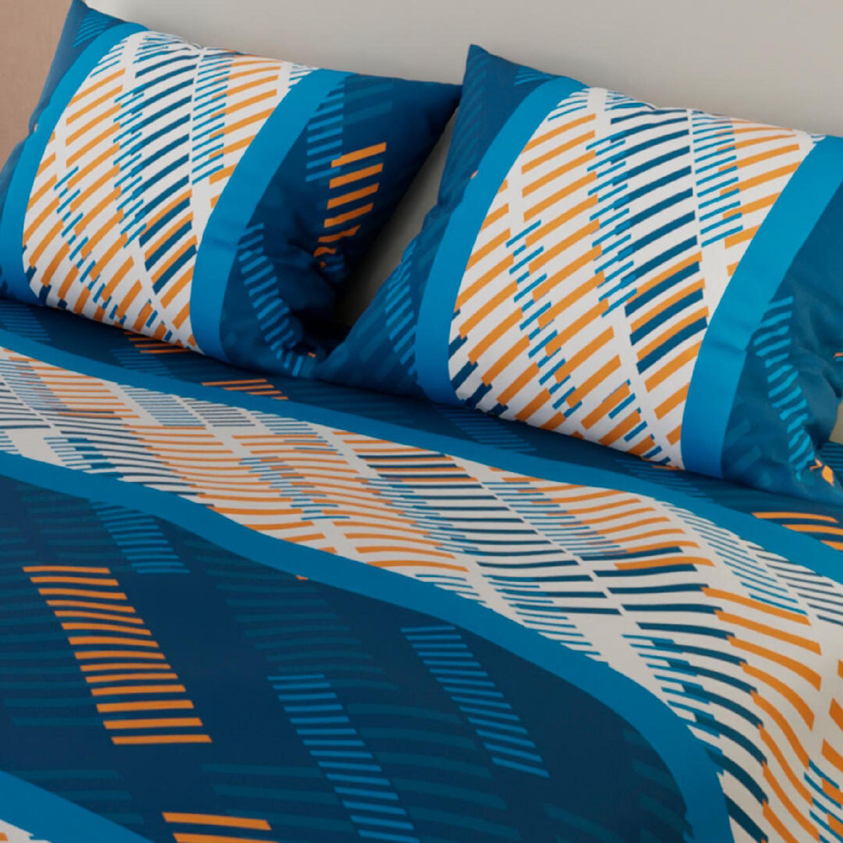 Juego de Sábanas Líneas Azul y Blanco Para Cama Doble 140 X 190 Cm - SABANAS | Bylmo