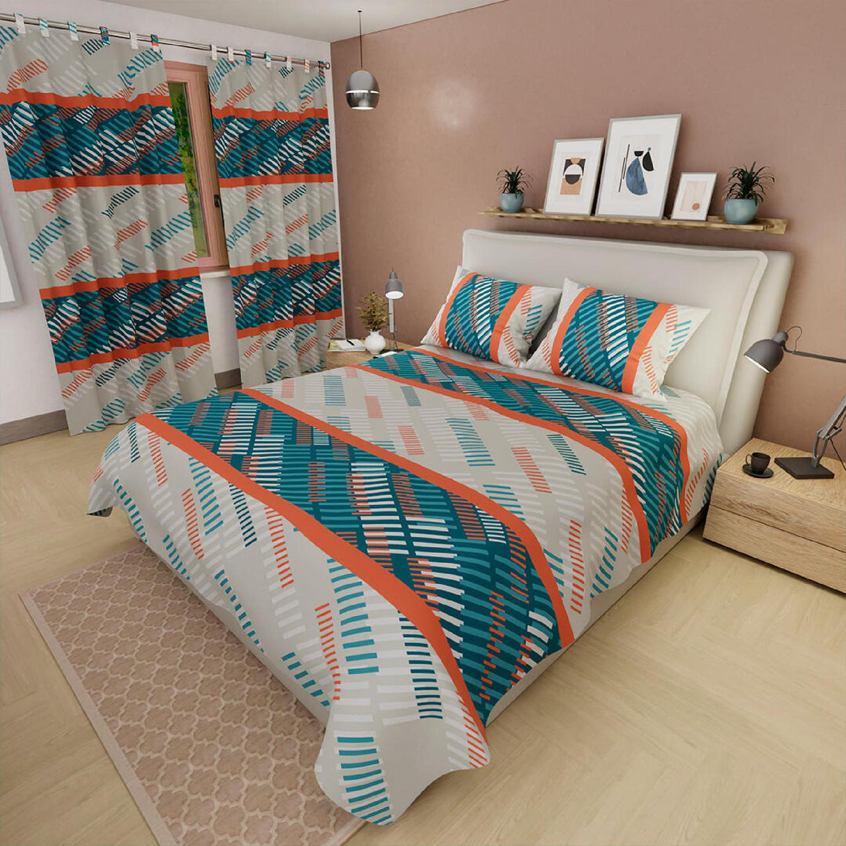 Juego de Sábanas Líneas Blanco Hueso Para Cama Doble 140 X 190 Cm - SABANAS | Bylmo