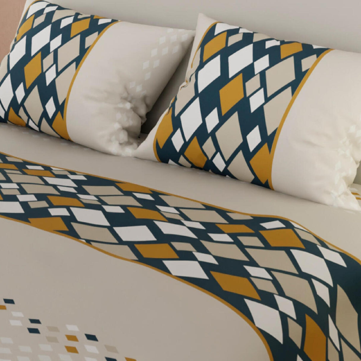 Juego de Sábanas Rombos Gris Claro Para cama Sencilla 100 X 190 Cm - SABANAS | Bylmo