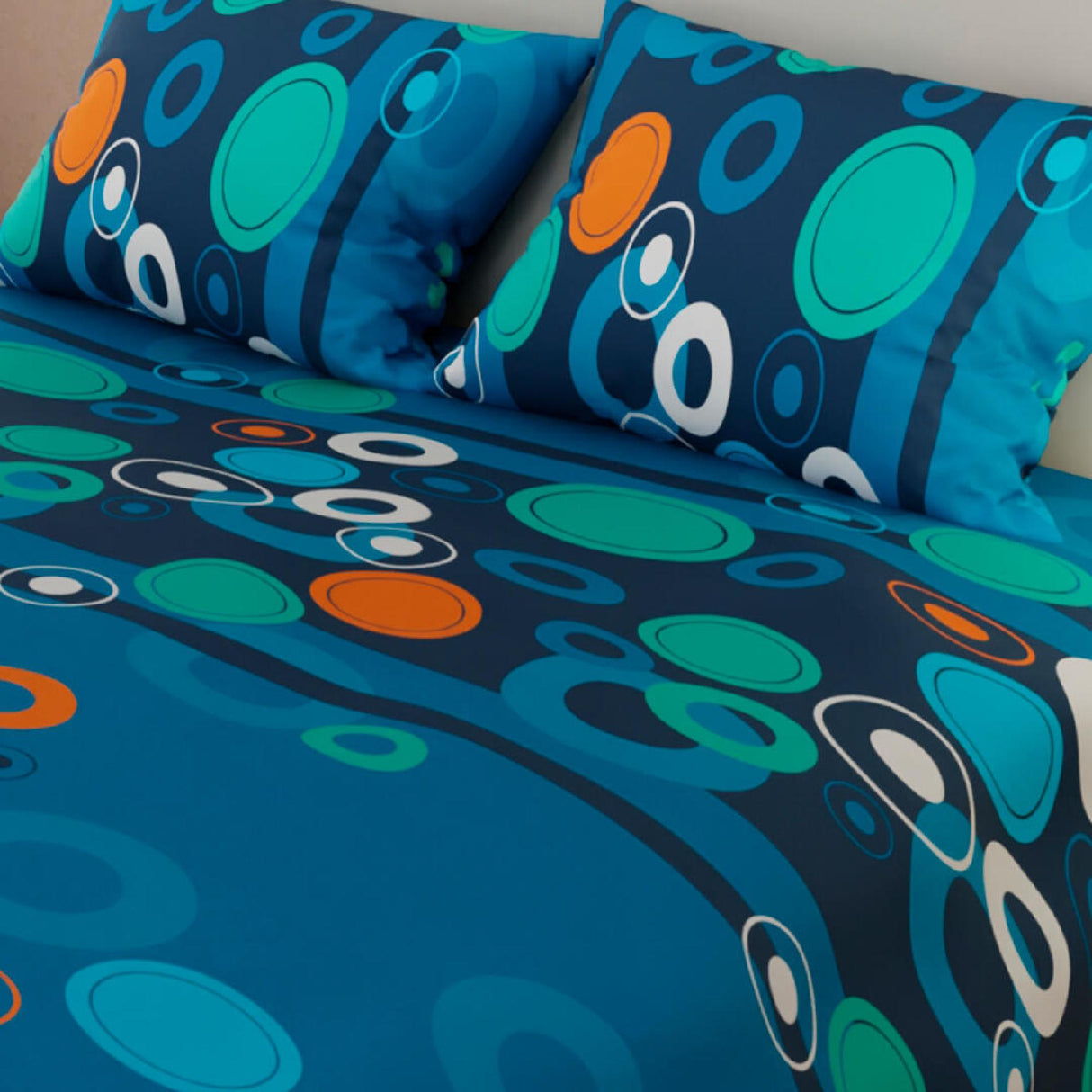Juego de Sábanas Círculos Azul Para cama Sencilla 100 X 190 Cm - SABANAS | Bylmo