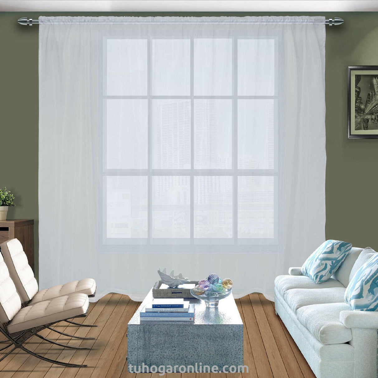 Cortina Velo Fondo Entero Blanco 280x220cm Deslizante Para Tubo - VELOS | Bylmo