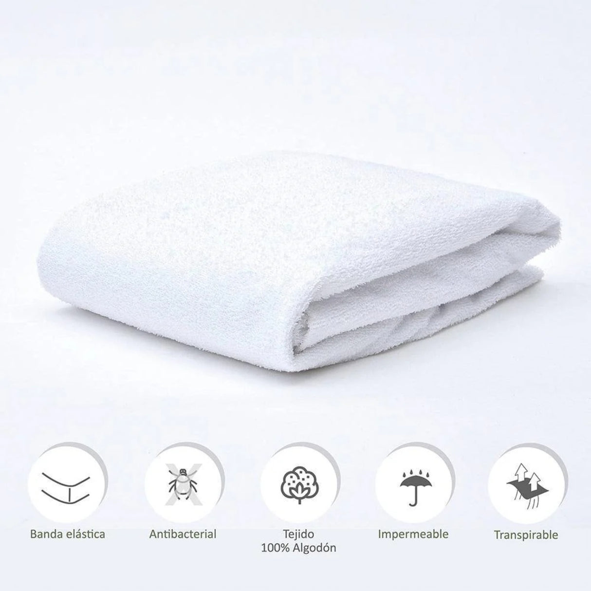 Protector de Colchón Impermeable Terry Punto Blanco Para Cama Queen 160 X 190 Cm - PROTECTORES DE COLCHON | Bylmo