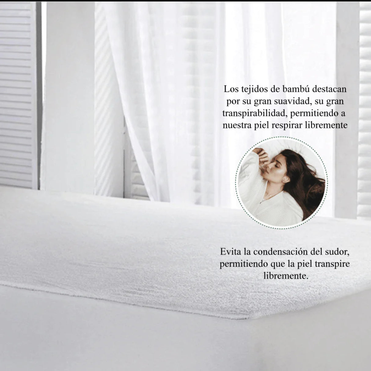 Protector de Colchón Impermeable Bambu Rizo Blanco Para Cama King 200 X 200 Cm - PROTECTORES DE COLCHON | Bylmo