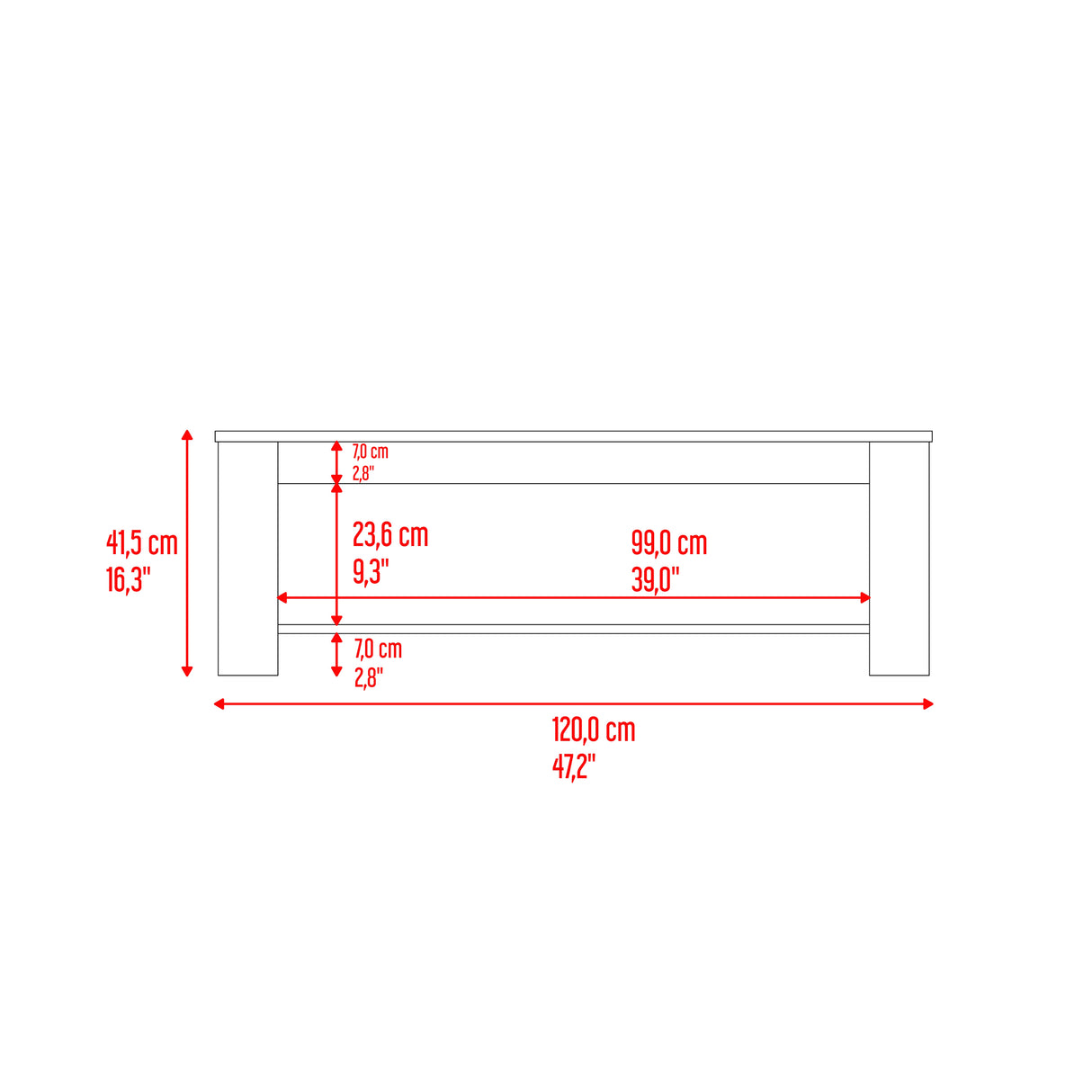 Mesa de Centro Cecil Fresno Europeo y Wengue 120x41.5cm Rectangular - MESAS DE CENTRO | Bylmo