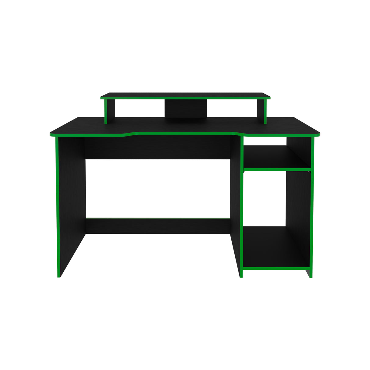 Escritorio Gamer Huni Wengue y Verde 136x90.5cm Sin Cajones - ESCRITORIOS | Bylmo