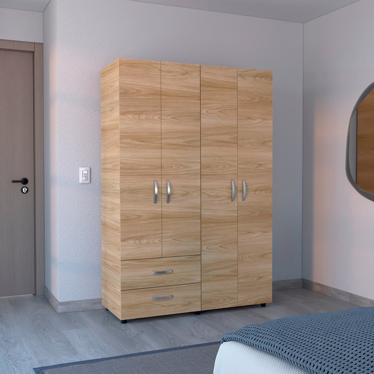 Closet Ankora Fresno Europeo y Wengue 120x180cm Con Dos Cajones y Dos Entrepaños - CLOSETS | Bylmo