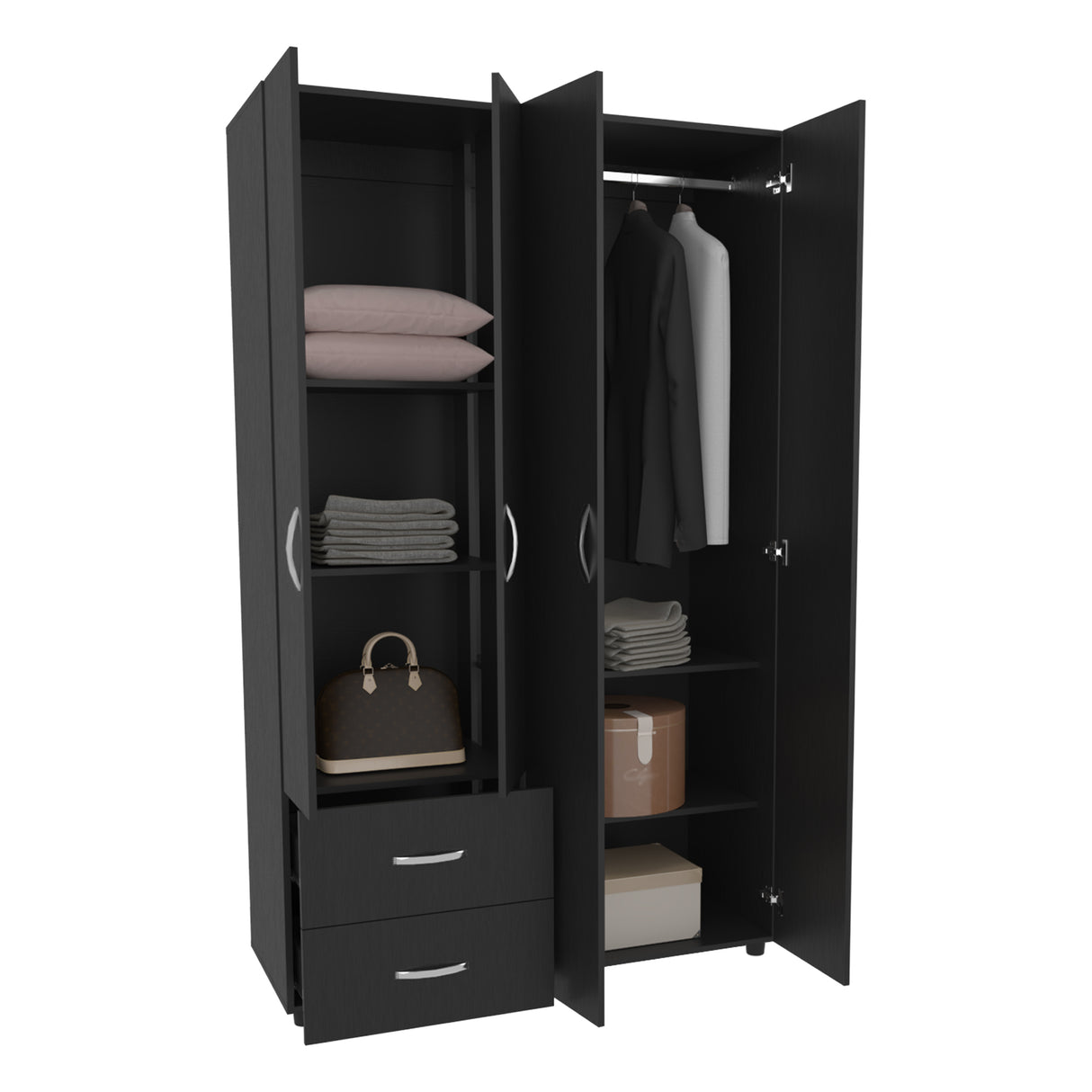 Closet Barilo Wengue 120x200cm Con Dos Cajones y Cuatro Entrepaños - CLOSETS | Bylmo