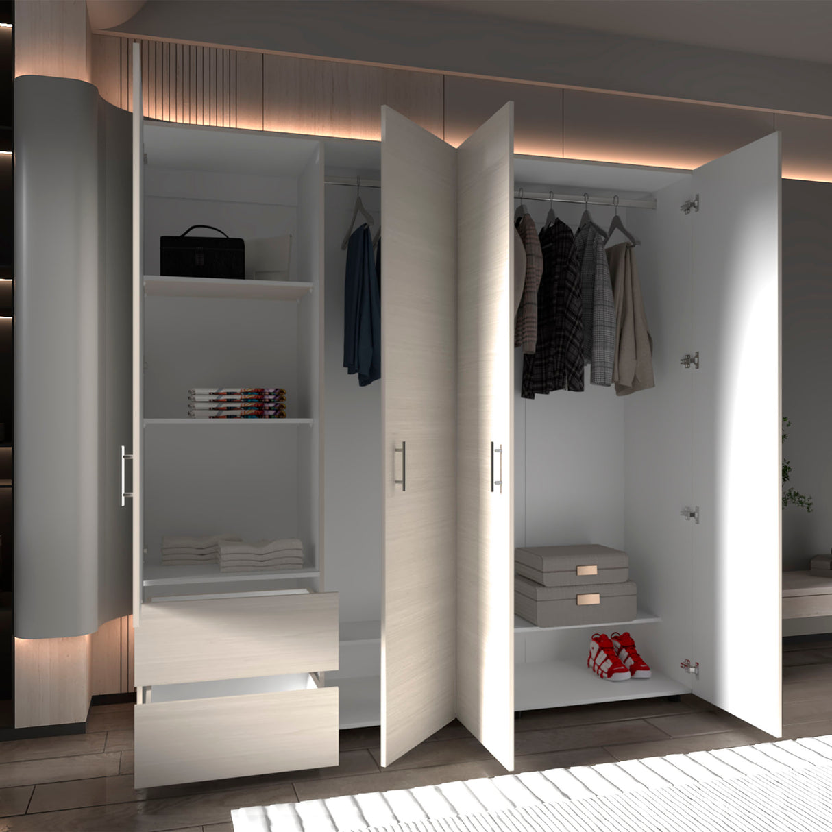 Closet Dassel Niebla y Blanco 200x200cm Con Dos Cajones y Tres Entrepaños - CLOSETS | Bylmo