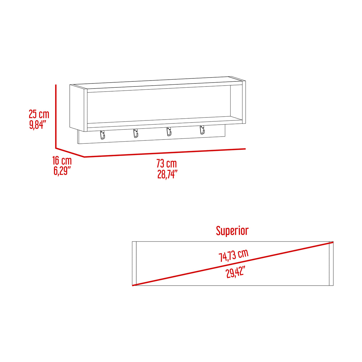 Mueble Auxiliar de Cocina Manhatan Bellota 73x25cm Con Un Compartimiento - BARRAS Y MUEBLES AUXILIARES | Bylmo