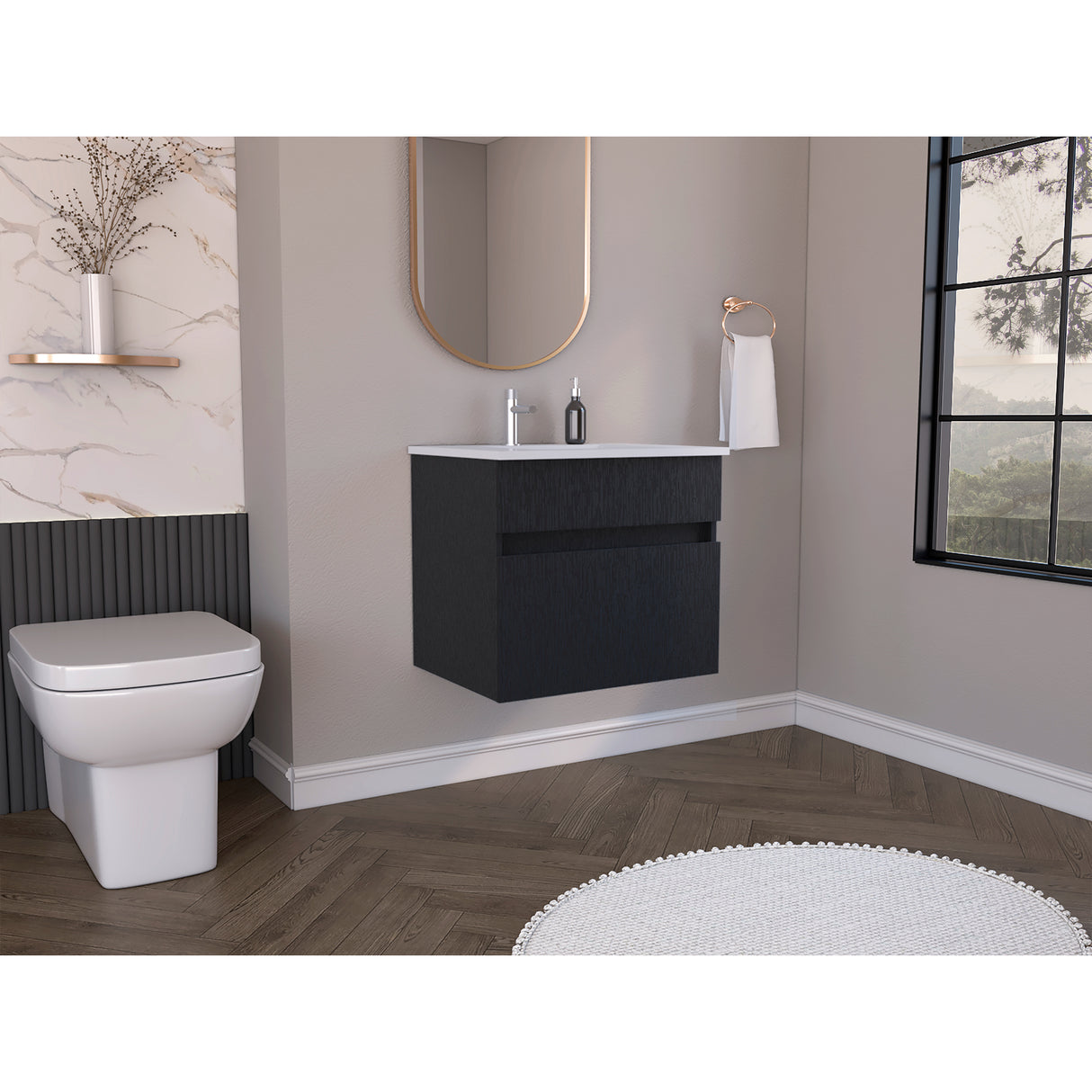 Mueble para Lavamanos Aydin Wengue 59.1x52cm Flotante Sin Lavamanos - MUEBLES PARA LAVAMANOS | Bylmo