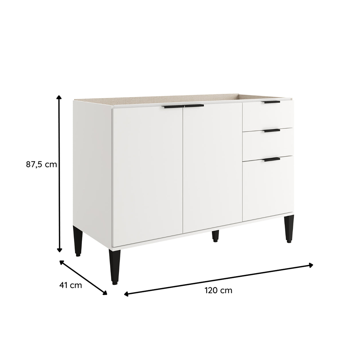 Mueble Inferior de Cocina Blanco 120x87.5cm Sin Mesón y Sin Estufa - MUEBLES INFERIORES DE COCINA | Bylmo