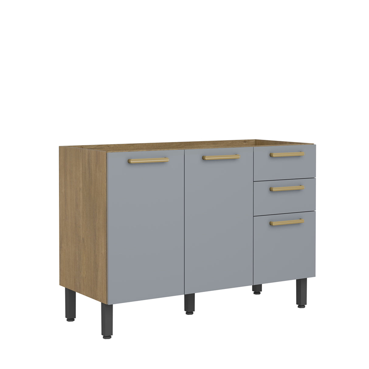 Mueble Inferior de Cocina gris 120x85.5cm Sin Mesón y Sin Estufa - MUEBLES INFERIORES DE COCINA | Bylmo