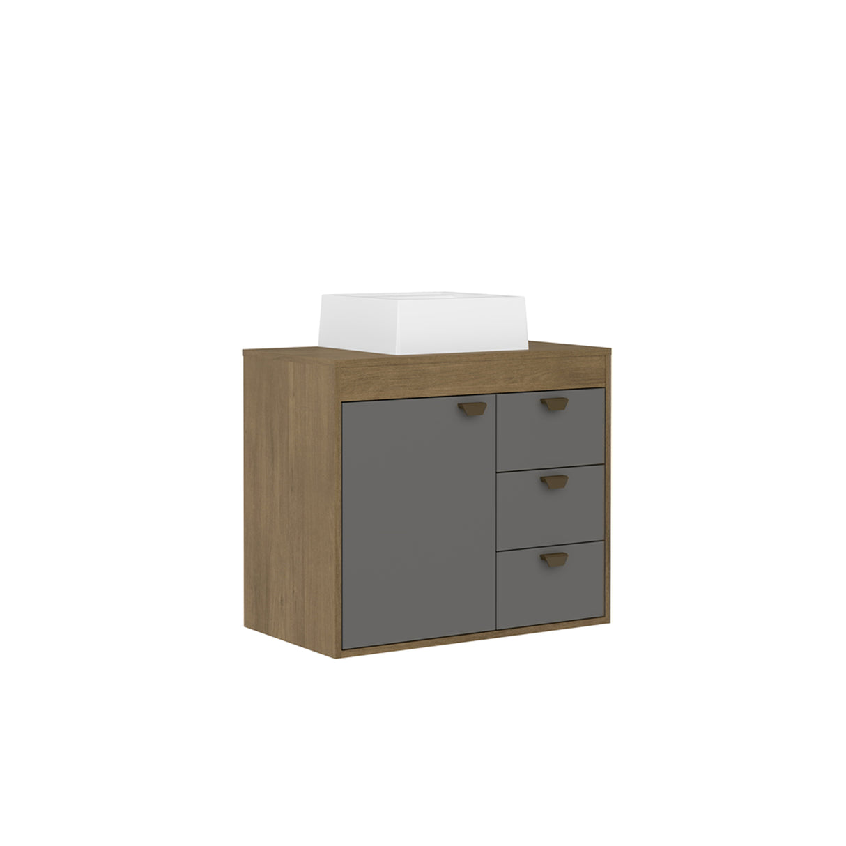 Mueble para Lavamanos Gris 70x77.2cm Sin Lavamanos y Con Tres Cajones - MUEBLES PARA LAVAMANOS | Bylmo