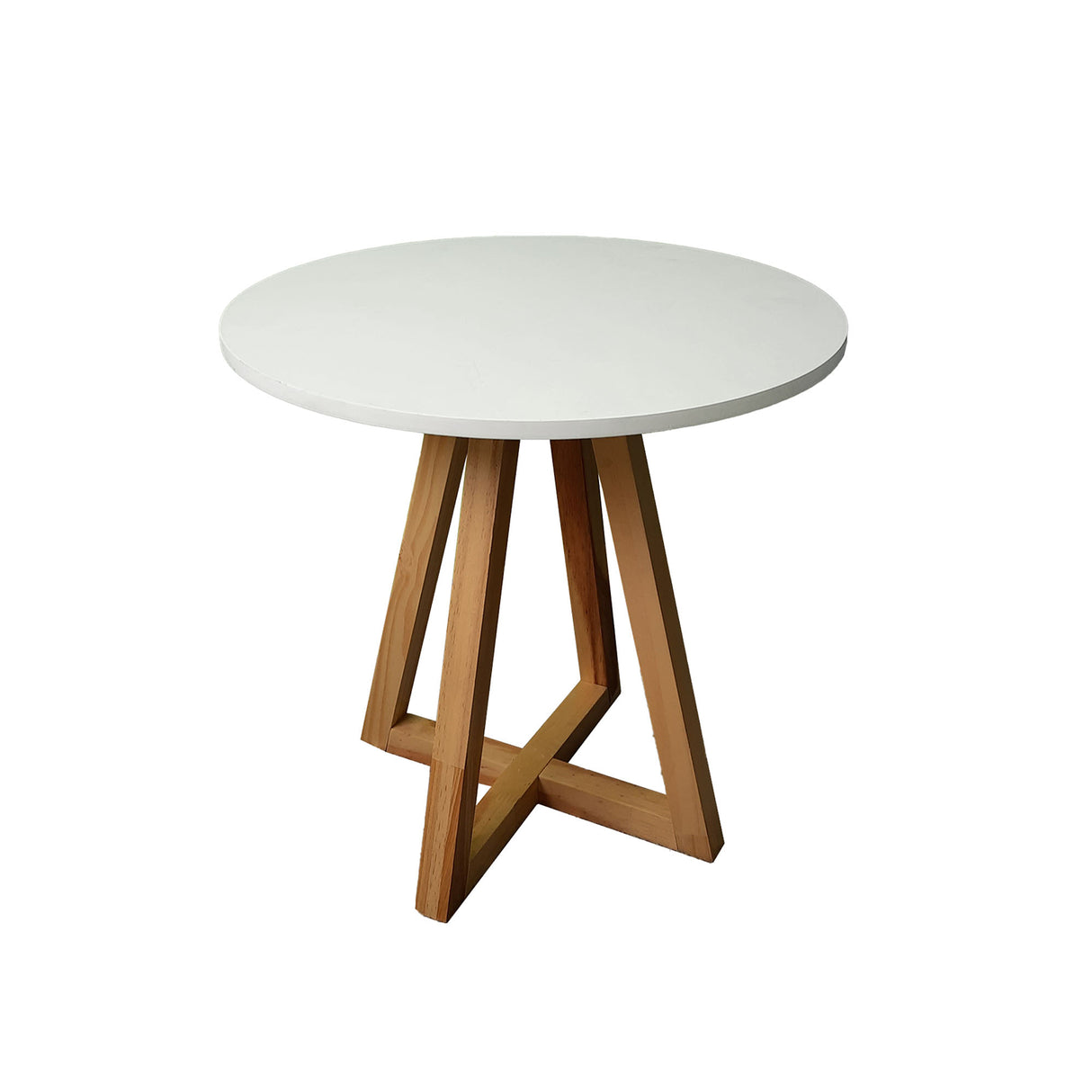 Mesa Auxiliar Circular Cotton Blanco 47x46cm Moderno - MESAS AUXILIARES | Bylmo