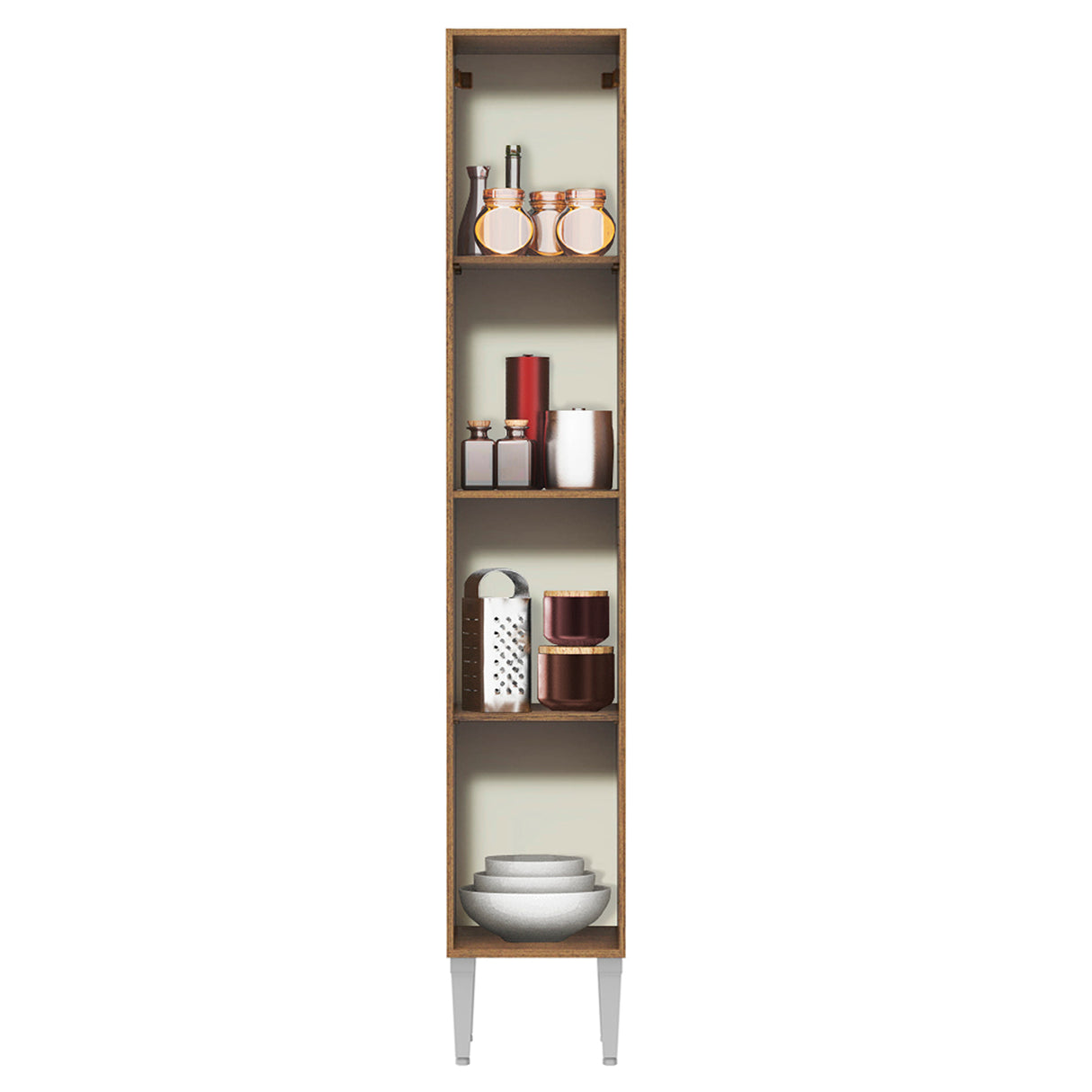 Mueble Auxiliar de Cocina Emilly Marron y Negro 32x186cm Con Patas y Mesón de Madera - BARRAS Y MUEBLES AUXILIARES | Bylmo