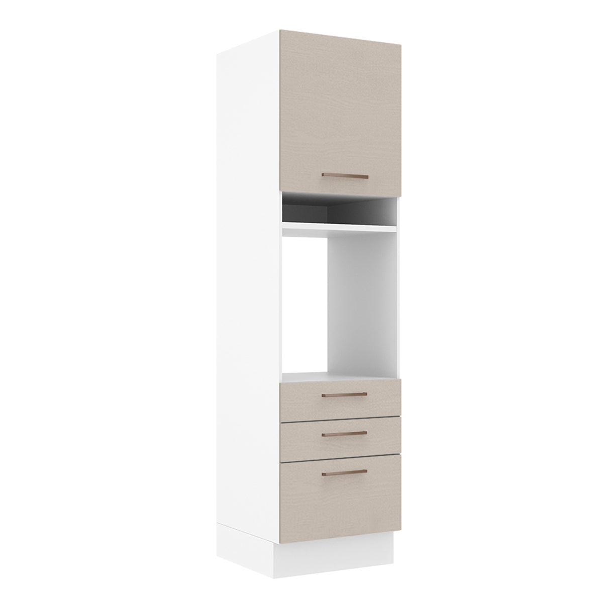 Mueble Auxiliar de Cocina Agata Blanco y Crema 60x225cm Con Patas y Mesón de Madera - BARRAS Y MUEBLES AUXILIARES | Bylmo