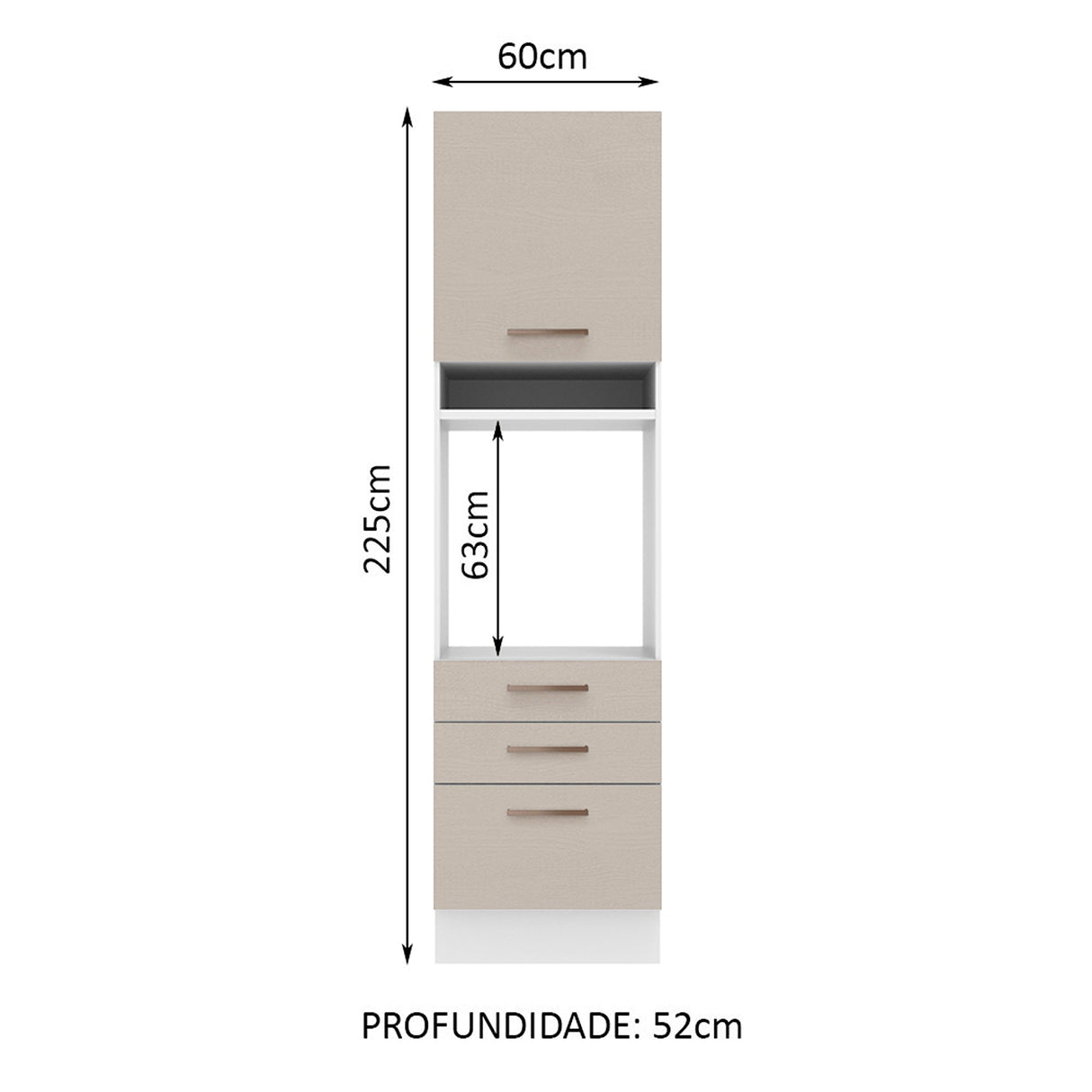 Mueble Auxiliar de Cocina Agata Blanco y Crema 60x225cm Con Patas y Mesón de Madera - BARRAS Y MUEBLES AUXILIARES | Bylmo