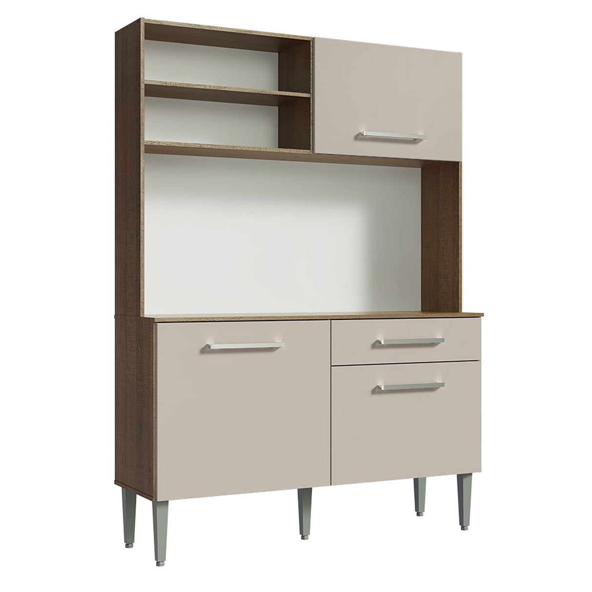 Cocina Life Marron y Crema 120x168cm con Mesón y sin Pozuelo - COCINAS | Bylmo