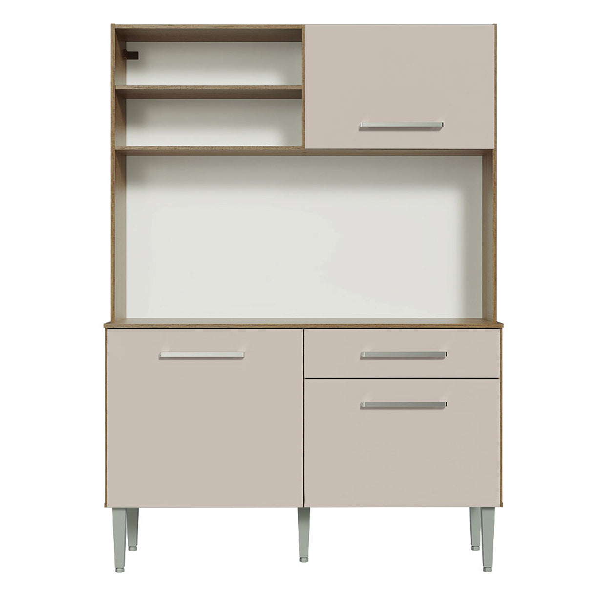 Cocina Life Marron y Crema 120x168cm con Mesón y sin Pozuelo - COCINAS | Bylmo