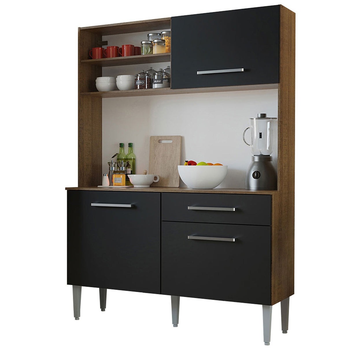 Cocina Life Marron y Negro 120x168cm con Mesón y sin Pozuelo - COCINAS | Bylmo