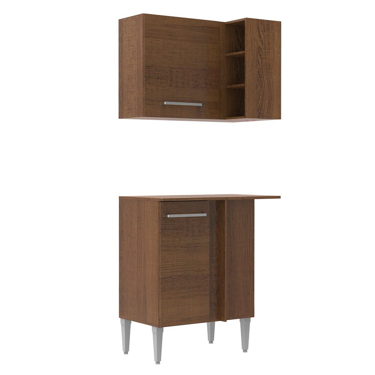 Cocina Emilly Marron 80x186cm con Mesón y sin Pozuelo - COCINAS | Bylmo