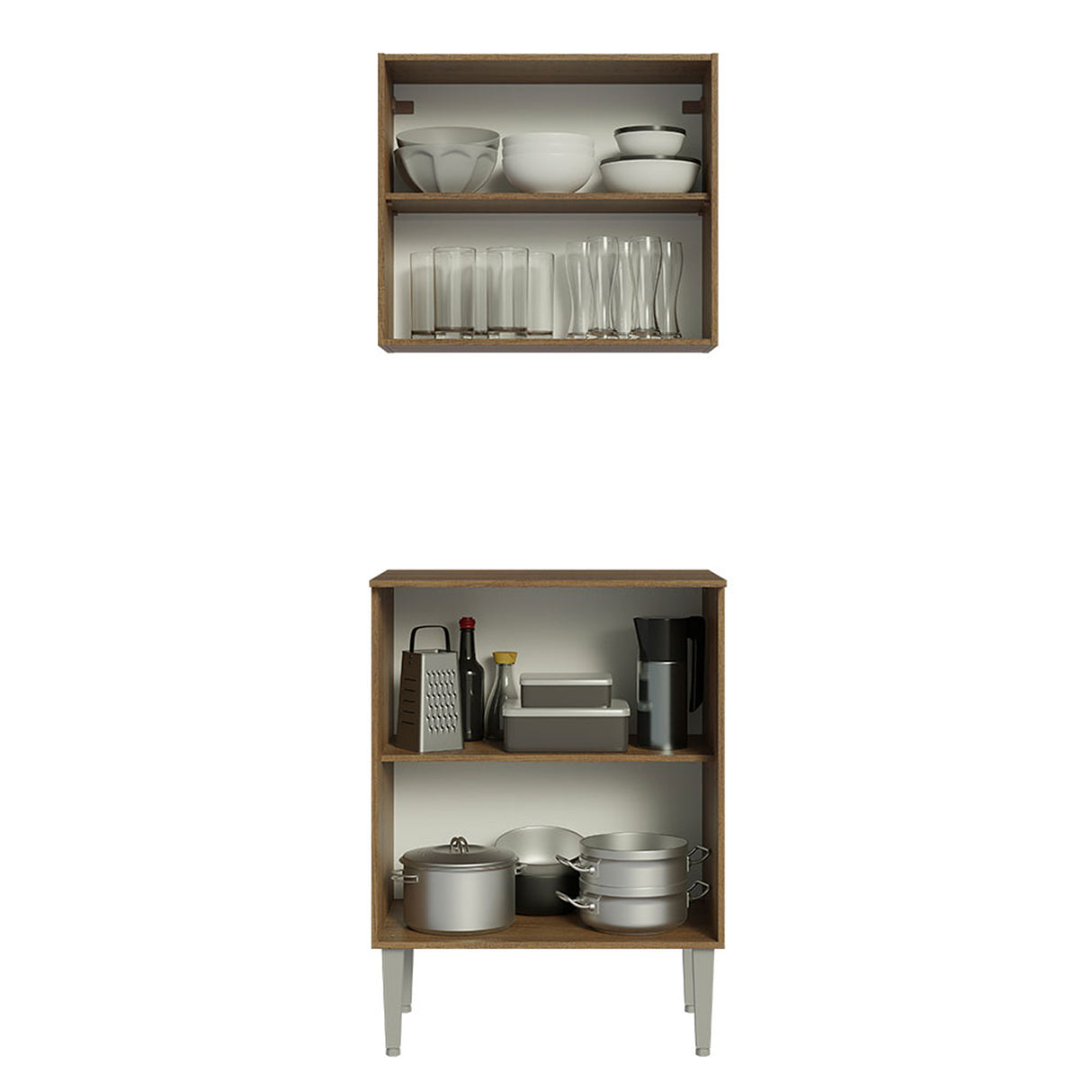 Cocina Emilly Marron y Negro 64x186cm con Mesón y sin Pozuelo - COCINAS | Bylmo