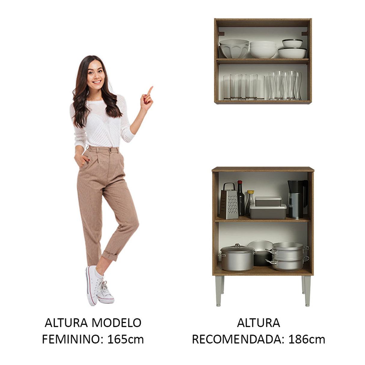 Cocina Emilly Marron y Negro 64x186cm con Mesón y sin Pozuelo - COCINAS | Bylmo