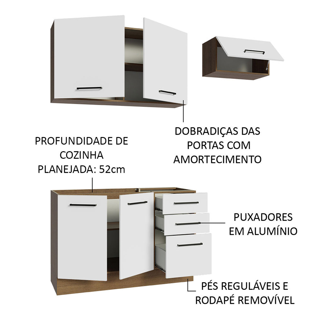 Cocina Integral Agata Marron y Blanco 180x225cm con Mesón y con Pozuelo - COCINAS | Bylmo