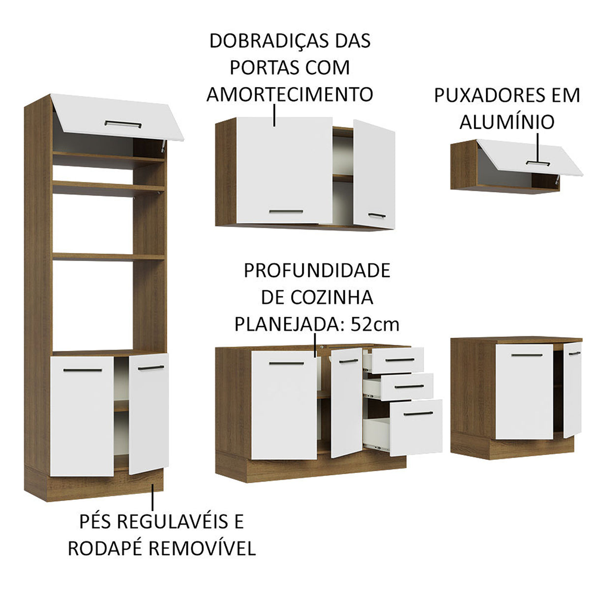 Cocina Integral Agata Marron y Blanco 270x225cm con Mesón y con Pozuelo - COCINAS | Bylmo