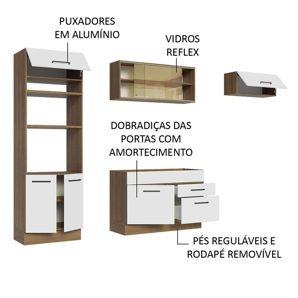 Cocina Integral Agata Marron y Blanco 270x225cm sin Mesón sin Pozuelo y Dos Cajones - COCINAS | Bylmo