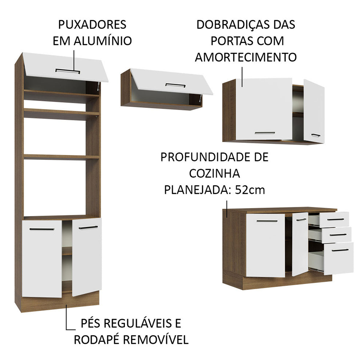 Cocina Integral Agata Marron y Blanco 270x225cm con Mesón y sin Pozuelo - COCINAS | Bylmo