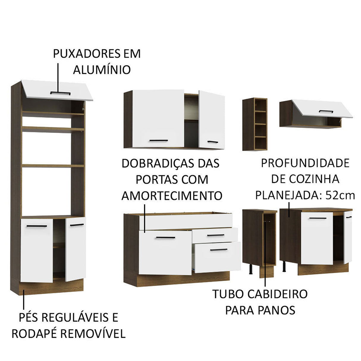 Cocina Integral Agata Marron y Blanco 290x225cm sin Mesón y sin Pozuelo - COCINAS | Bylmo