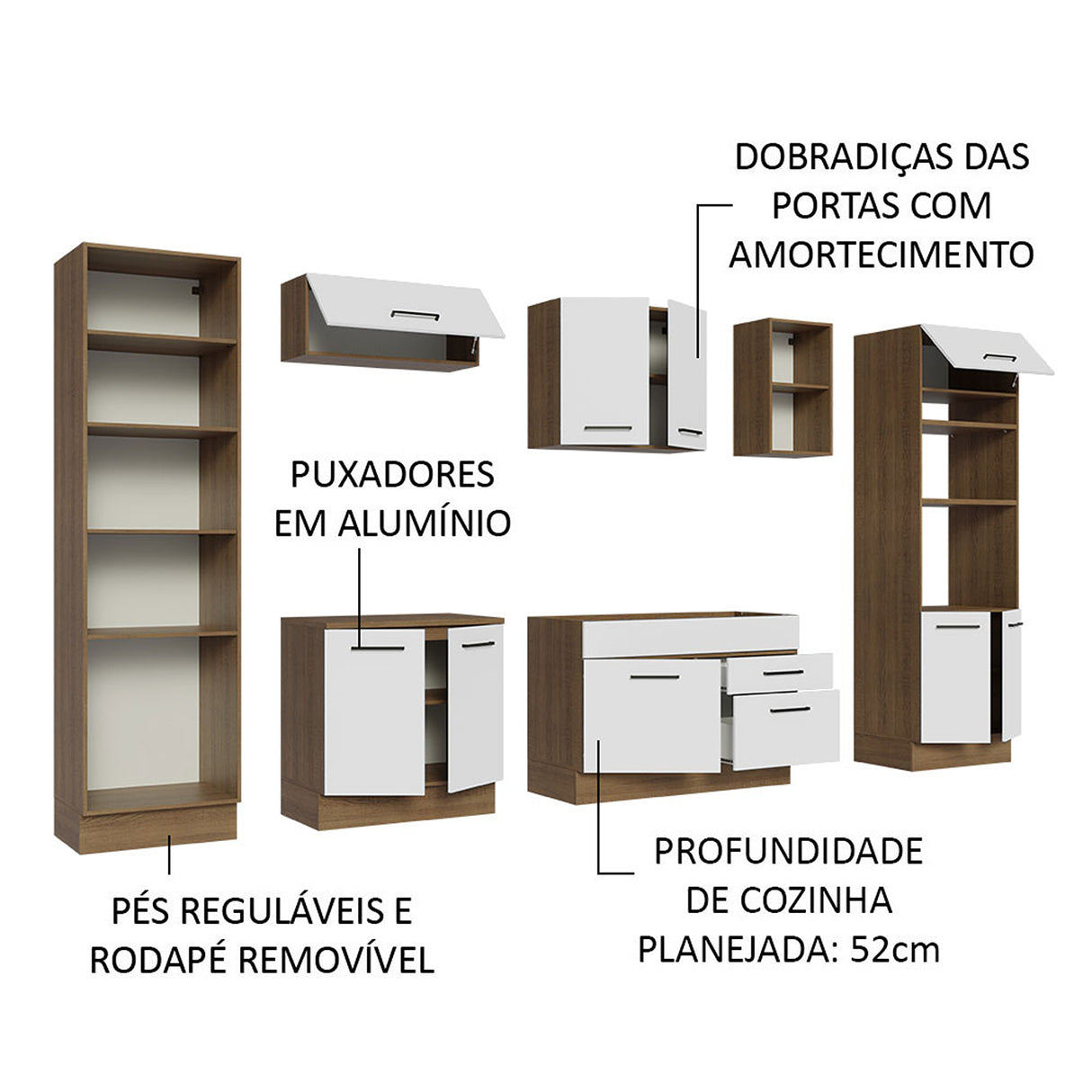 Cocina Integral Agata Marron y Blanco 330x225cm sin Mesón y sin Pozuelo - COCINAS | Bylmo