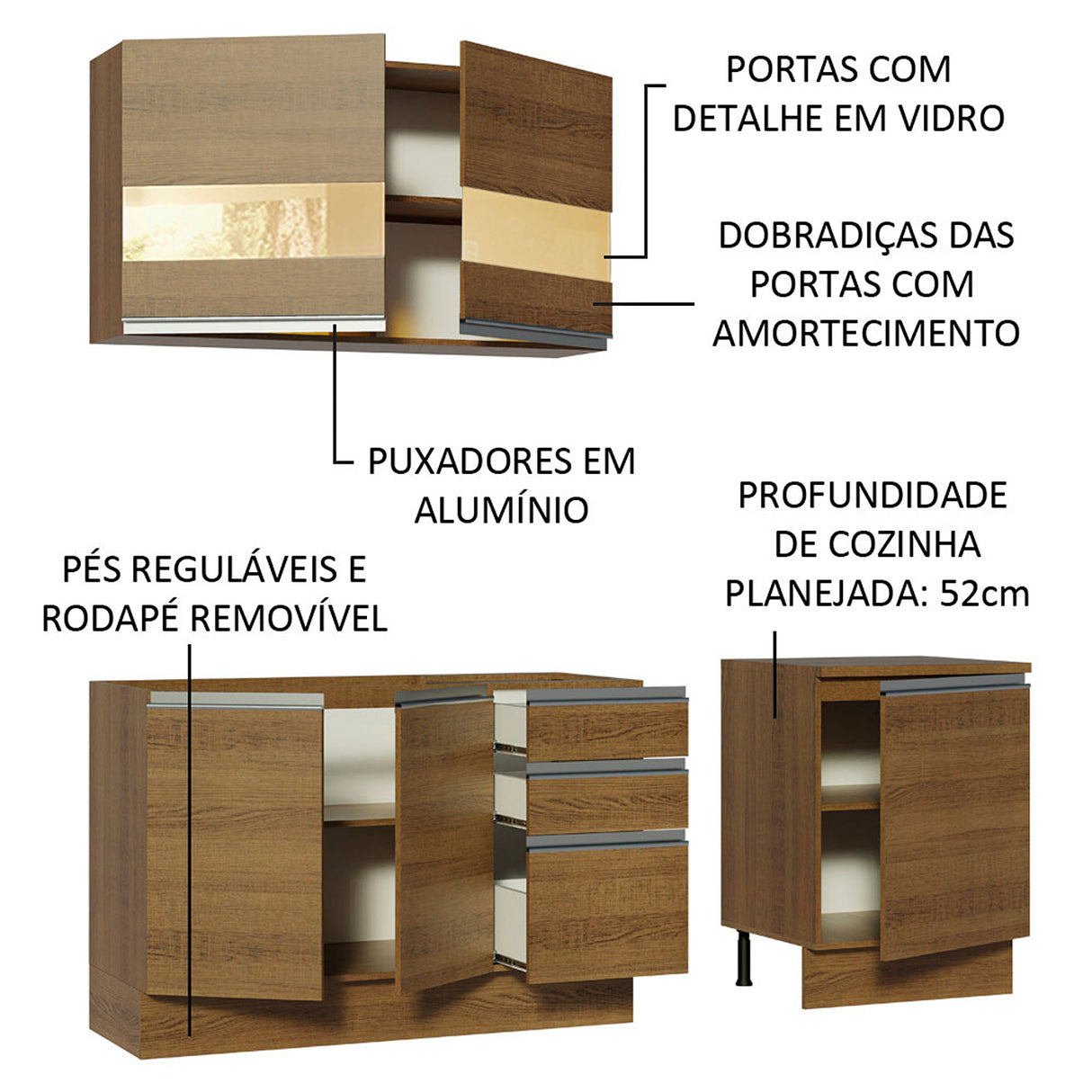 Cocina Integral Milão Marron 180x225cm sin Mesón y sin Pozuelo - COCINAS | Bylmo