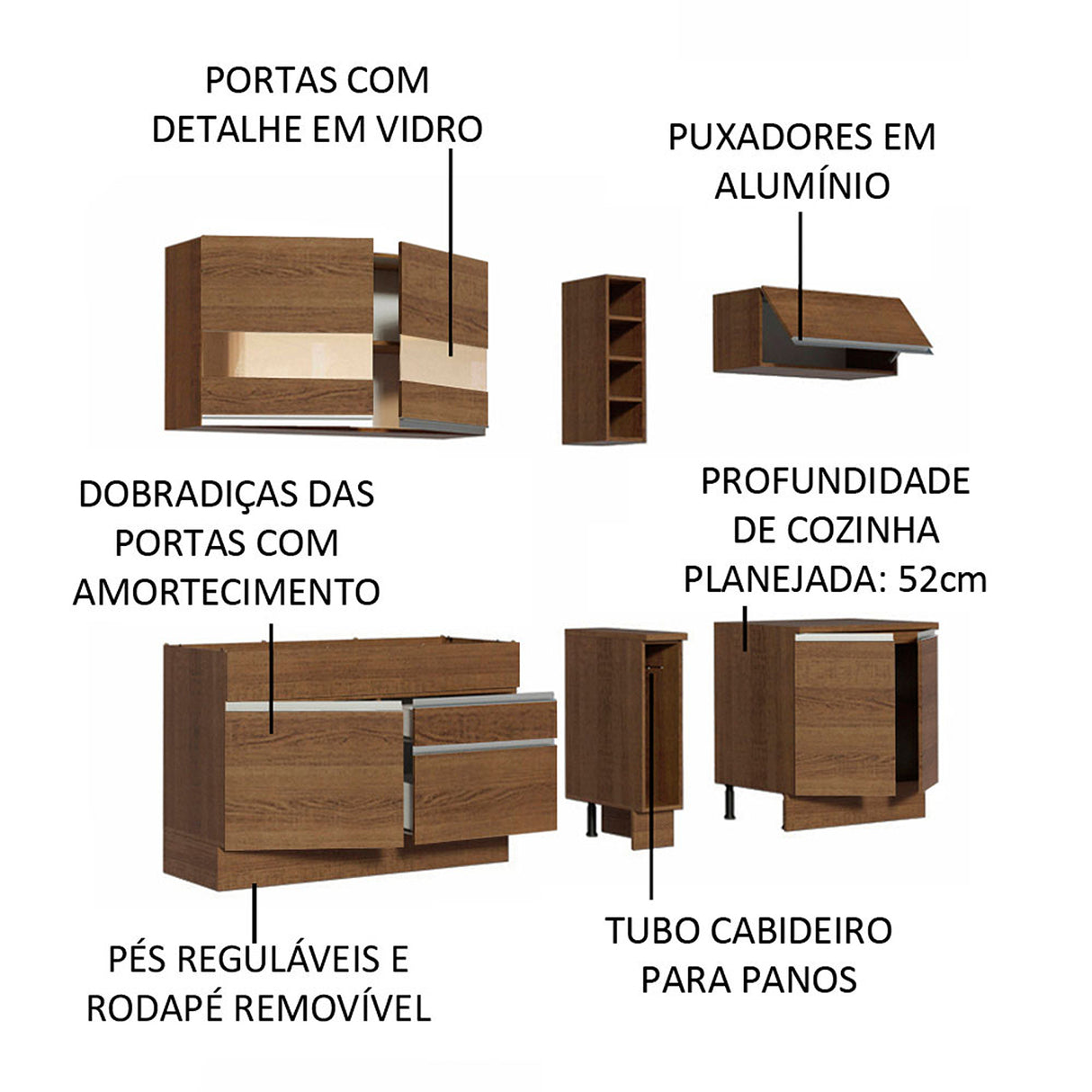 Cocina Integral Parma 220x225cm Rustic MDP Moderna - COCINAS | Bylmo