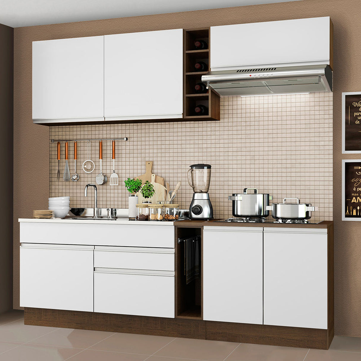 ICocina Integral Parma 220x225cm MDP Rustic Dos Cajones y Dos Puertas - COCINAS | Bylmo