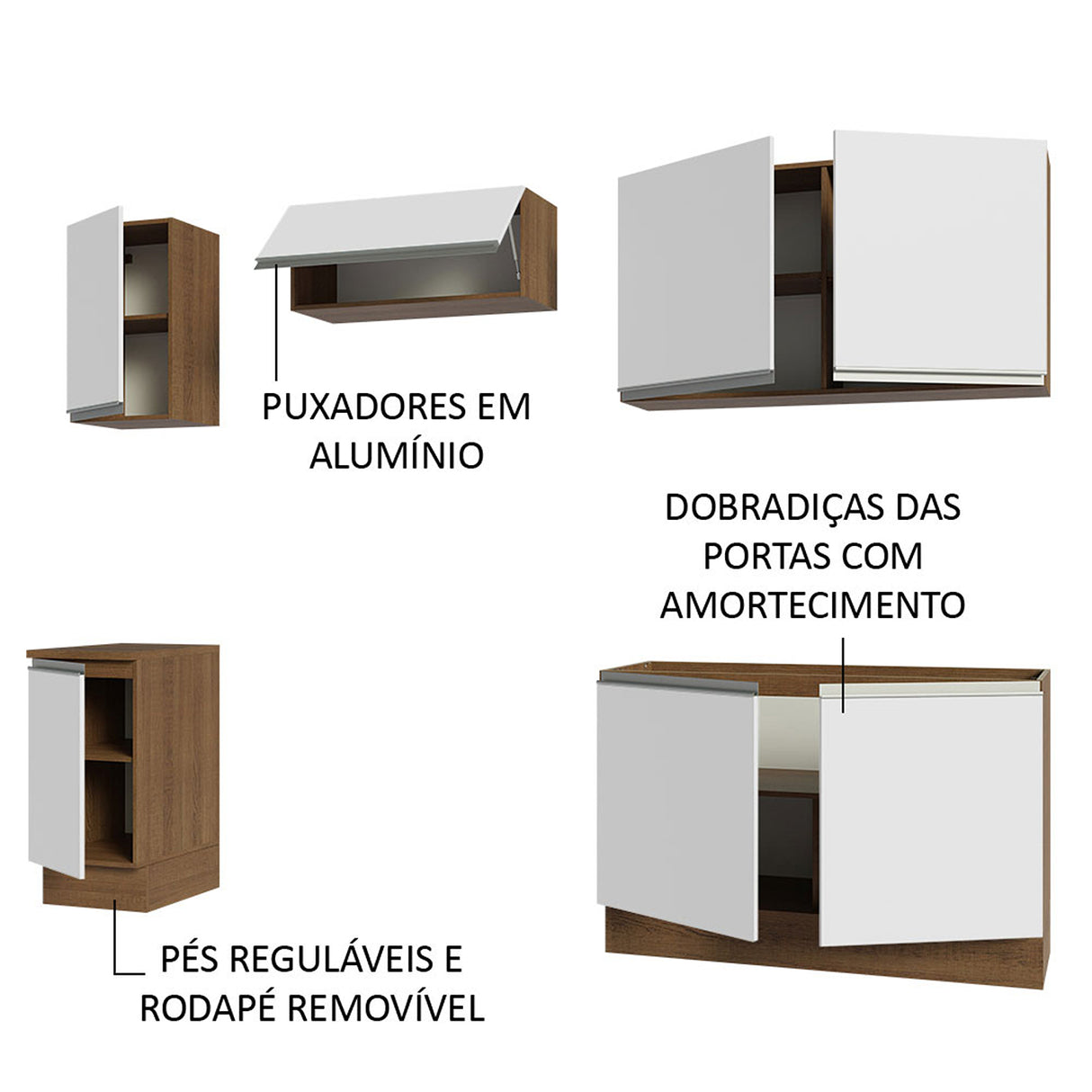Cocina Integral Glamy Marron y Blanco 240x225cm sin Mesón y sin Pozuelo - COCINAS | Bylmo