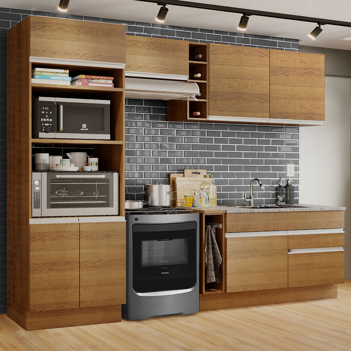 Cocina Integral Jade Marron 270x225cm con Mesón y sin Pozuelo - COCINAS | Bylmo
